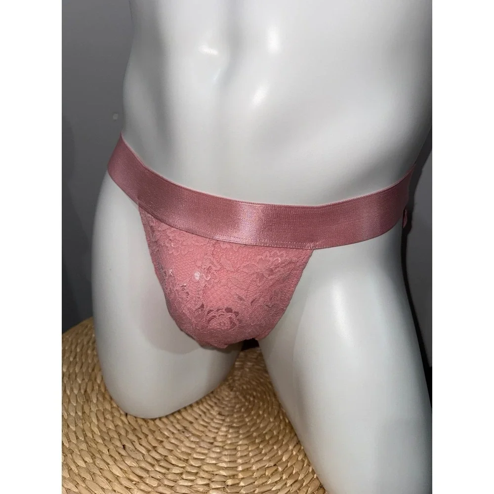 Cosabella Premium Floral Lace Men's Jock Strap Size L Pink NWT